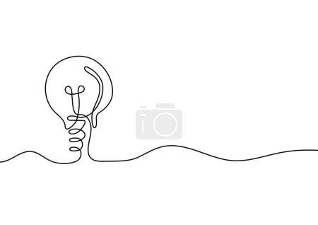 Illustration for Continuous line drawing. Light bulb of a yellow business ideas concept. Vector illustrations - Royalty Free Image