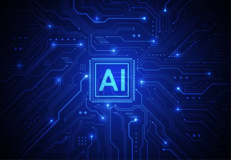 Photo for Artificial intelligence chipset on circuit board in futuristic concept technology artwork for web, banner, card, cover. Vector illustration - Royalty Free Image