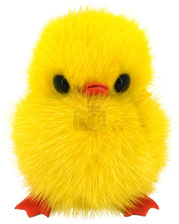Little yellow toy chick isolated on white background