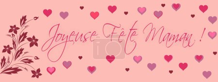 Photo for Happy Mother's Day written in french in pink with pink hearts and arabesque in a pink background - Royalty Free Image