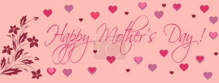 Photo for Happy Mother's Day written in english in pink with pink hearts and arabesque in a pink background - Royalty Free Image