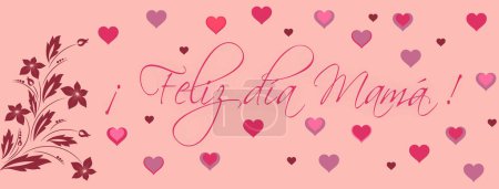 Photo for Happy Mother's Day written in spanish in pink with pink hearts and arabesque in a pink background - Royalty Free Image