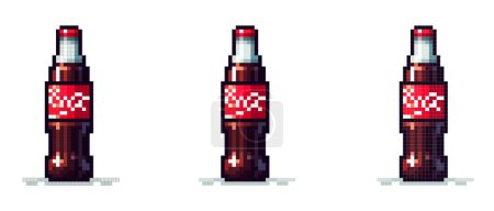 Ilustración de Icono de píxel vectorial de botella de bebida sobre fondo blanco - Imagen libre de derechos