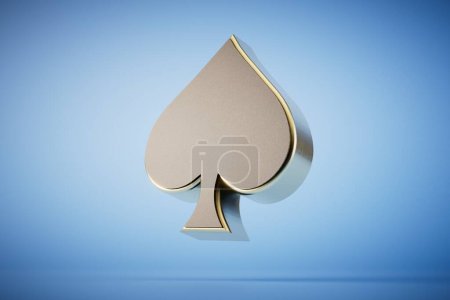 Téléchargez les photos : The concept of playing cards. spade card suit on a blue background. 3D render. - en image libre de droit