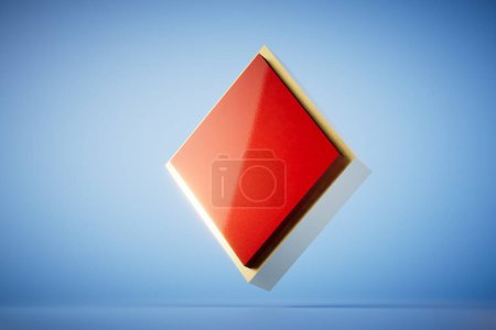 Téléchargez les photos : The concept of playing cards. diamond card suit on a blue background. 3D render. - en image libre de droit
