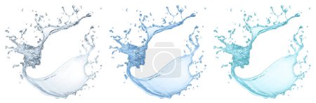Téléchargez les photos : Illustration d'éclaboussures d'eau avec écoulement courbé en 3 nuances différentes - en image libre de droit