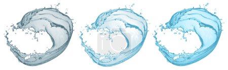 Téléchargez les photos : Illustration de jet d'eau avec écoulement circulaire en 3 teintes différentes - en image libre de droit