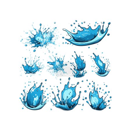 Simple water splash illustration design, elements isolated white background