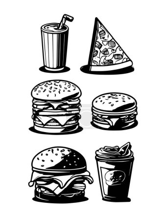 Téléchargez les illustrations : Fast Food illustration icône design isolé dans fond blancImprimer - en licence libre de droit