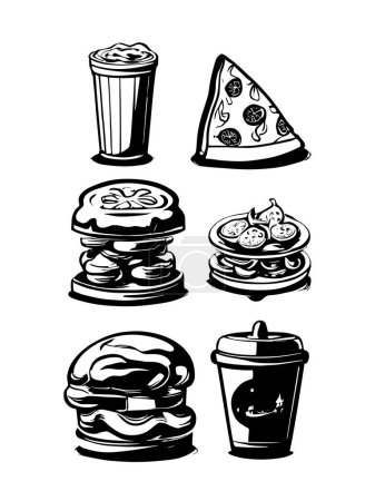 Téléchargez les illustrations : Fast Food illustration icône design isolé dans fond blancImprimer - en licence libre de droit