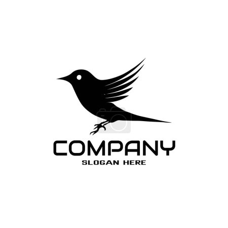 Illustration for Bird logo design. Dark silhouettes isolated on white background. - Royalty Free Image
