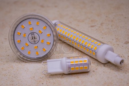 led light bulb with yellow and white stripes.