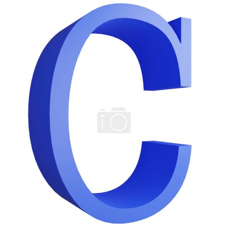 Foto de Alphabet _ C _ side ver icono aislado sobre fondo blanco, 3D renderizar azul letras grandes texto elemento ruta de recorte - Imagen libre de derechos
