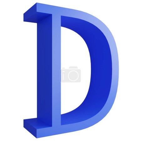 Foto de Alphabet _ D _ side ver icono aislado sobre fondo blanco, 3D renderizar azul letras grandes texto elemento ruta de recorte - Imagen libre de derechos