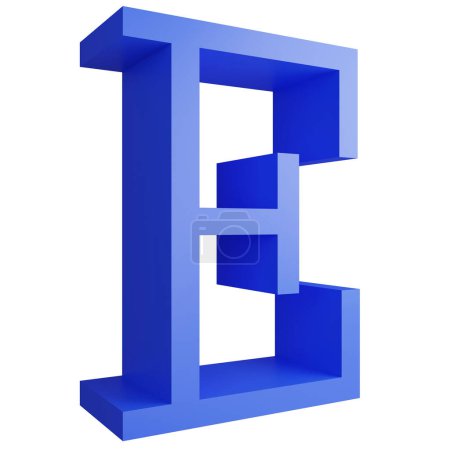 Foto de Alphabet _ E _ side ver icono aislado sobre fondo blanco, 3D renderizar azul letras grandes texto elemento ruta de recorte - Imagen libre de derechos
