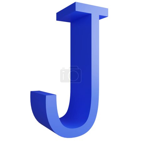 Foto de Alphabet _ J _ side ver icono aislado sobre fondo blanco, 3D renderizar azul letras grandes texto elemento ruta de recorte - Imagen libre de derechos