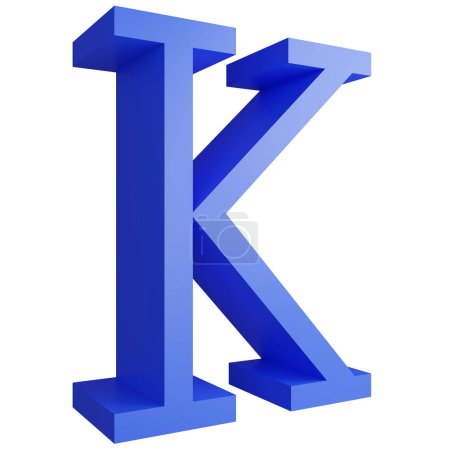 Foto de Alphabet _ K _ side ver icono aislado sobre fondo blanco, 3D renderizar azul letras grandes texto elemento ruta de recorte - Imagen libre de derechos