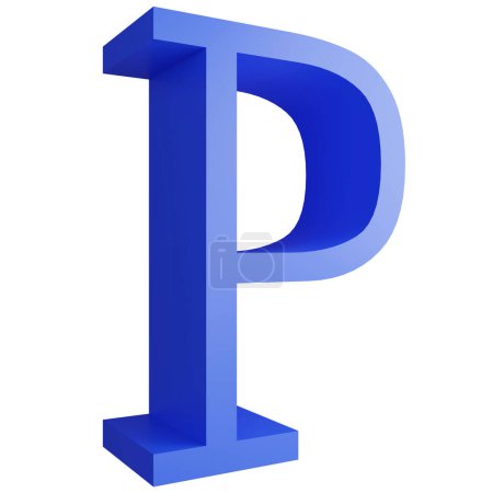 Foto de Alphabet _ P _ side ver icono aislado sobre fondo blanco, 3D renderizar azul letras grandes texto elemento ruta de recorte - Imagen libre de derechos