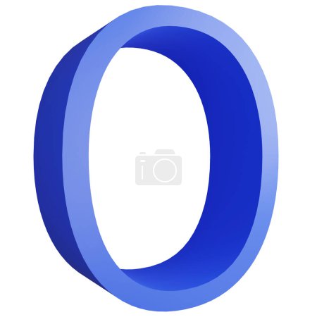 Foto de Alphabet _ O _ side ver icono aislado sobre fondo blanco, 3D renderizar azul letras grandes texto elemento ruta de recorte - Imagen libre de derechos