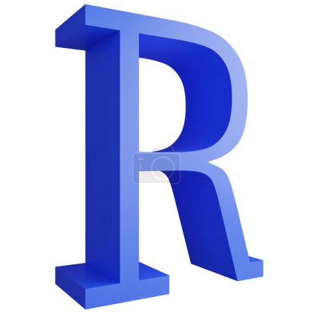 Foto de Alphabet _ R _ side ver icono aislado sobre fondo blanco, 3D renderizar azul letras grandes texto elemento ruta de recorte - Imagen libre de derechos