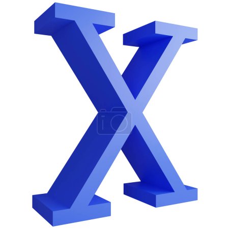 Foto de Alphabet _ X _ side ver icono aislado sobre fondo blanco, 3D renderizar azul letras grandes texto elemento ruta de recorte - Imagen libre de derechos