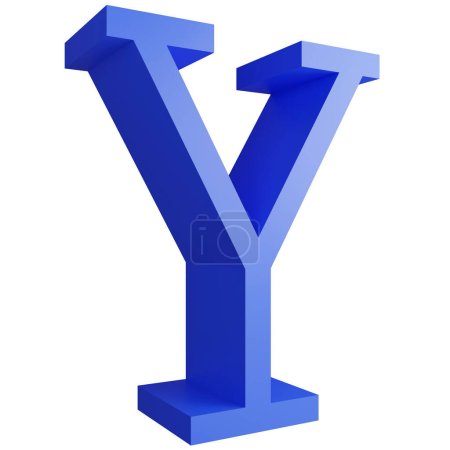 Foto de Alphabet _ Y _ side ver icono aislado sobre fondo blanco, 3D renderizar azul letras grandes texto elemento ruta de recorte - Imagen libre de derechos