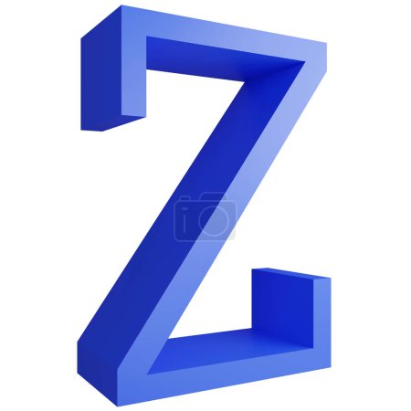 Foto de Alphabet _ Z _ side ver icono aislado sobre fondo blanco, 3D renderizar azul letras grandes texto elemento ruta de recorte - Imagen libre de derechos