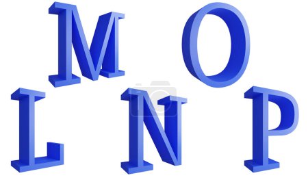 Foto de Elemento del clipart del alfabeto L-P, 3D renderizado conjunto de iconos de concepto de alfabeto inglés aislado sobre fondo blanco - Imagen libre de derechos