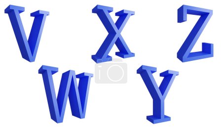 Foto de Alfabeto V-Z elemento clipart, 3D renderizar Inglés alfabeto icono concepto conjunto aislado sobre fondo blanco - Imagen libre de derechos