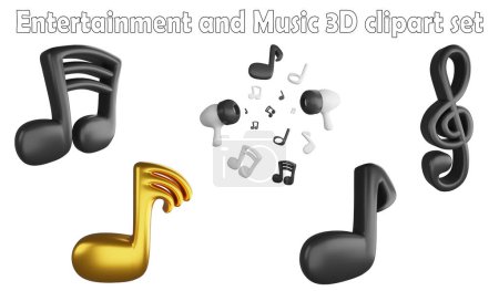 Foto de Elemento de clipart de notas musicales, entretenimiento de renderizado 3D y concepto de música aislado en el conjunto de iconos de fondo blanco No.8 - Imagen libre de derechos