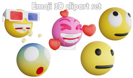 Téléchargez les photos : Élément clipart Emoji, rendu 3D emoji et concept emoticon isolé sur fond blanc icône ensemble No.15 - en image libre de droit