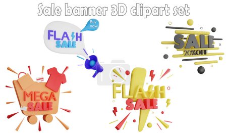 Photo for Sale banner clipart element ,3D render sale concept isolated on white background icon set No.1 - Royalty Free Image