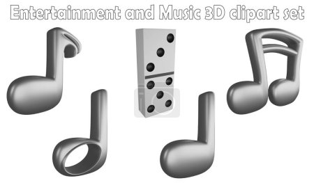 Musiknoten Clipart-Element, 3D-Renderunterhaltung und Musikkonzept isoliert auf weißem Hintergrund Icon Set Nr.16