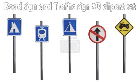 Photo for Road sign and traffic sign clipart element ,3D render road sign concept isolated on white background icon set No.36 - Royalty Free Image