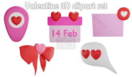 Valentine clipart element ,3D render Valentine concept isolated on white background icon set No.15