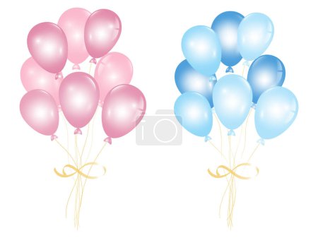Téléchargez les illustrations : Ballons en gel rose et bleu pour la fête de genre. Illustration vectorielle - en licence libre de droit