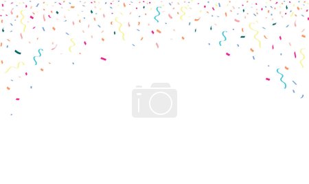Illustration for Congratulatory background with colored confetti on white background. Vector illustration - Royalty Free Image