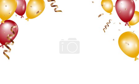 Photo for Gold and Red balloons with confetti . Celebration background design. Vector illustration - Royalty Free Image
