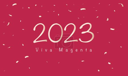 Ilustración de Fondo abstracto con color viva del año 2023 viva magenta y confeti. Ilustración vectorial - Imagen libre de derechos