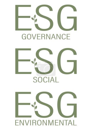 Téléchargez les illustrations : Set of ESG lettering in simple font for ecology banner. Letter ESG environmental social and governance . Vector illustration - en licence libre de droit