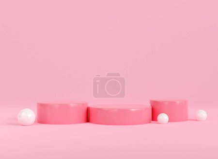 Photo for 3d render podium display on pink background. valentine love cosmetic product presentation. stage mockup romantic minimal. 3d rendering illustrator. - Royalty Free Image
