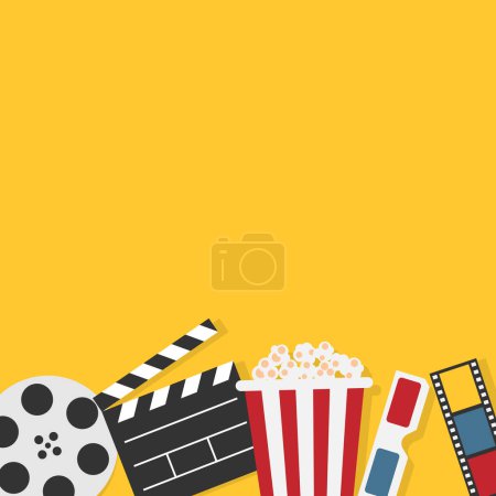 cinema movie copy space on yellow background. movie and cinema video concept. vector illustration in flat style modern design