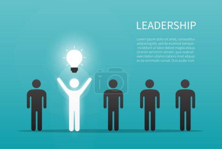 Photo for Outstanding leader businessman with light bulb. idea to success. business different idea to goal. isolated on blue background. vector illustration in flat style modern design. knowledge and education. - Royalty Free Image