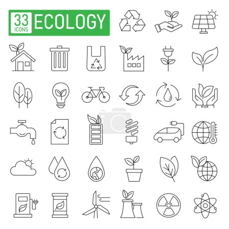 Photo for Ecology outline set isolated on white background. save nature and sustainable thin line style collection. conservation and eco friendly sign. environmental and energy.vector illustration  flat design. - Royalty Free Image