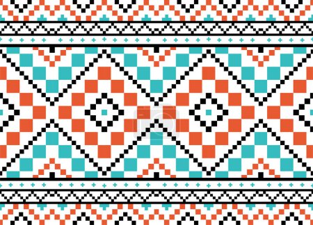 Illustration for Ethnic geometric navajo traditional pattern design for carpet,wrapping,wallpaper,clothing,batik,fabric. Aztec, boho, native seamless. Vector illustration embroidery style. - Royalty Free Image