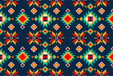 Photo for Geometric ethnic navajo pattern background design for carpet,wrapping,wallpaper,clothing,batik,fabric. Aztec, boho, native seamless. Vector illustration embroidery style. - Royalty Free Image