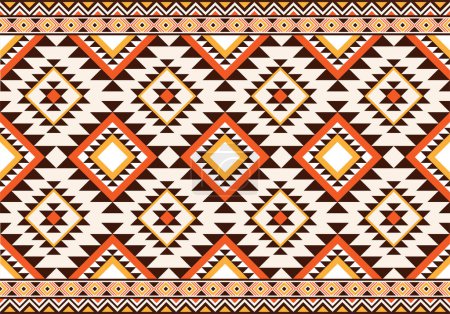 Illustration for Retro colors abstract navajo and indian seamless striped. ethnic geometric background traditional design for, carpet, wallpaper, clothing, wrapping, batik, fabric. aztec abstract weaving texture. - Royalty Free Image