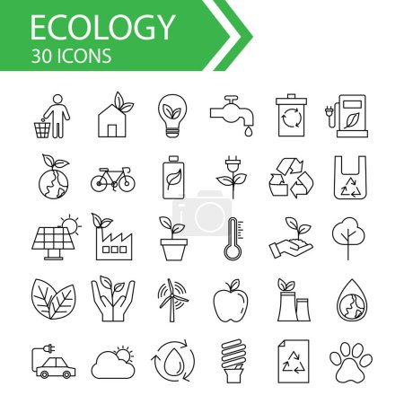 Photo for Ecology outline icon set. isolated on white background. environment and sustainability symbol collection. save nature eco friendly concept. vector illustration in flat style modern design. - Royalty Free Image