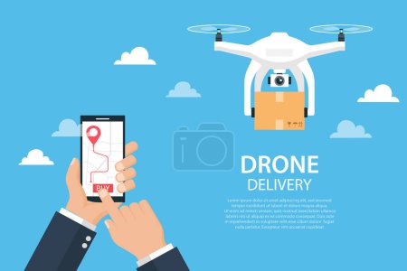 Illustration for Business shipping drone package - Royalty Free Image