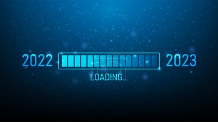 2023 Ladestangen-Technologie digital auf blauem, dunklem Hintergrund. frohes neues Jahr 2023. Starten Sie Zielplan und Strategie. Vektor Illustration fantastisches hallo Tech Design.